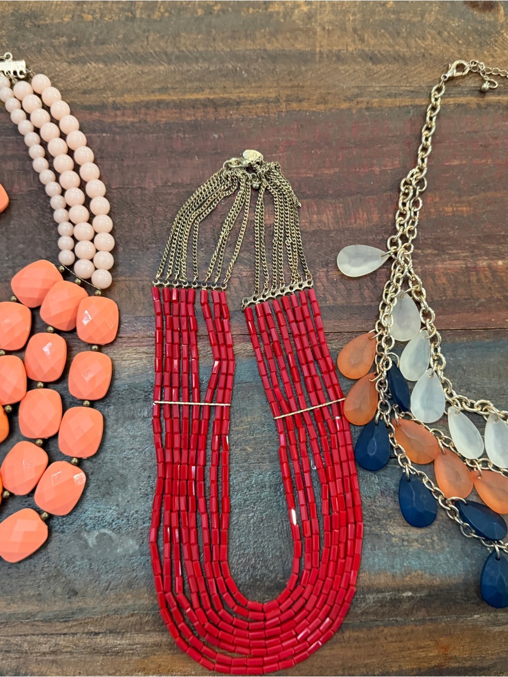 Red Multi-Strand Beaded Necklace - Women Jewelry